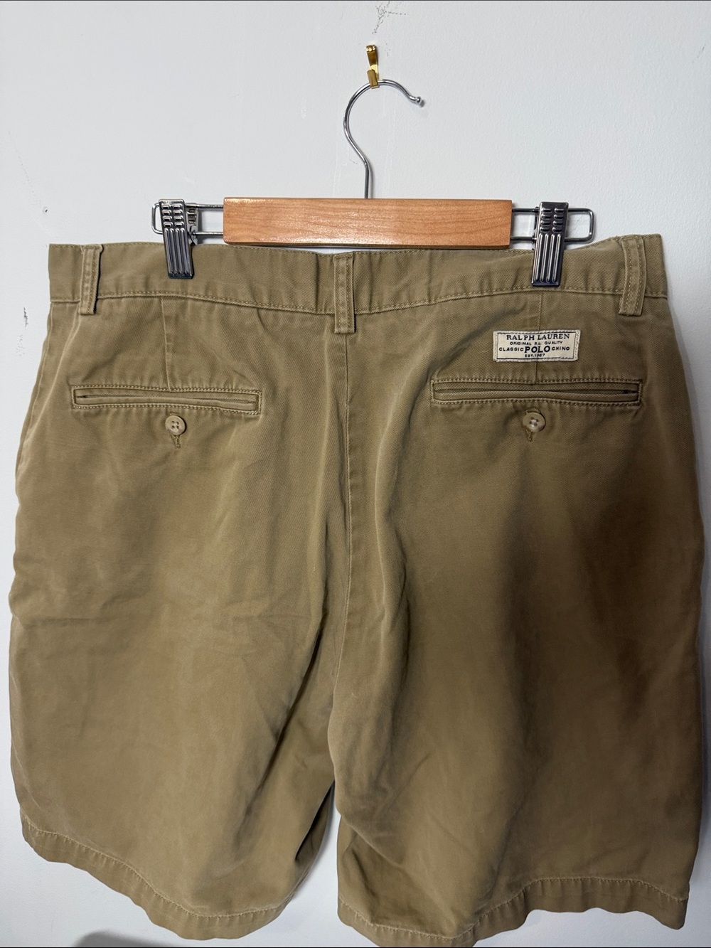 Ralph Lauren Polo Men's Olive/ Khaki  Flat-Front Chino Shorts - Picture 5 of 9
